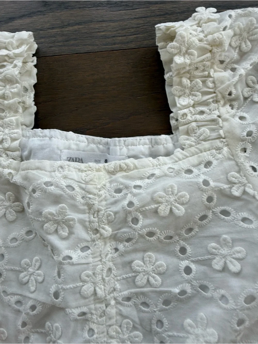 Zara White Eyelet Floral Dress for Girls